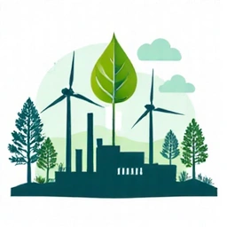Carbon neutral operations infographic with renewable energy symbols